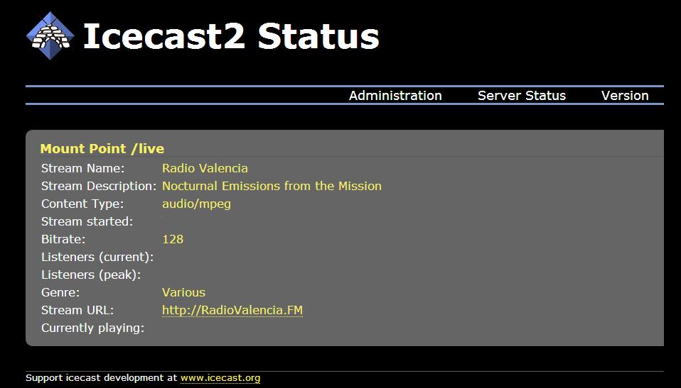 Icecast Status RV