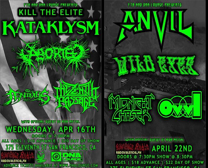 Kataklysm - Anvil 2 shows at the DNA